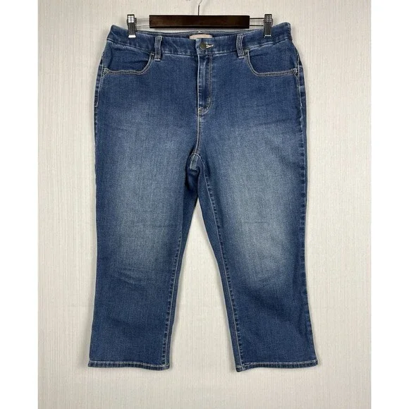 Chicos Women's Denim Capri Size 1 32x20 Medium Wash GUC - Picture 2 of 10